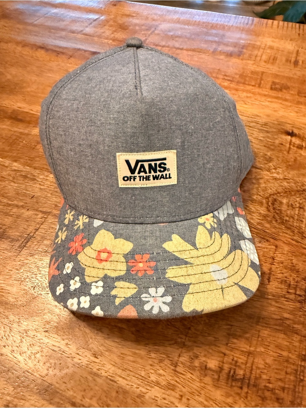 Vans Kids Grey Cap with Yellow & Coral Floral Brim